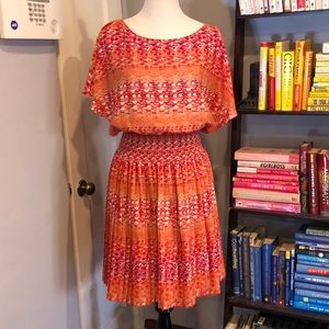 Eliza J Coral Print Accordion Dress